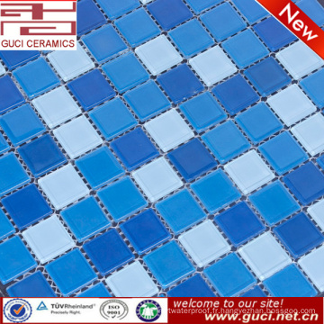 tuile de mosaïque de poudre de verre de cristal bleu de vente chaude pour le mur de piscine